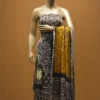 Premium modal silk Bandhani suit with hand block print