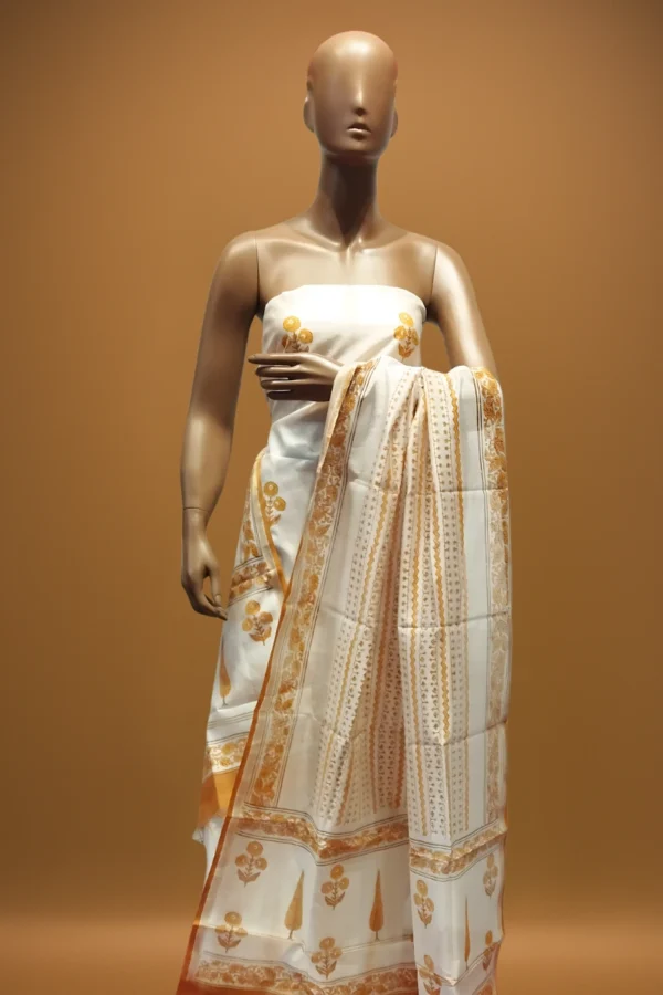 Chanderi Block With Daabu Kantha Ghera 3 Pcs