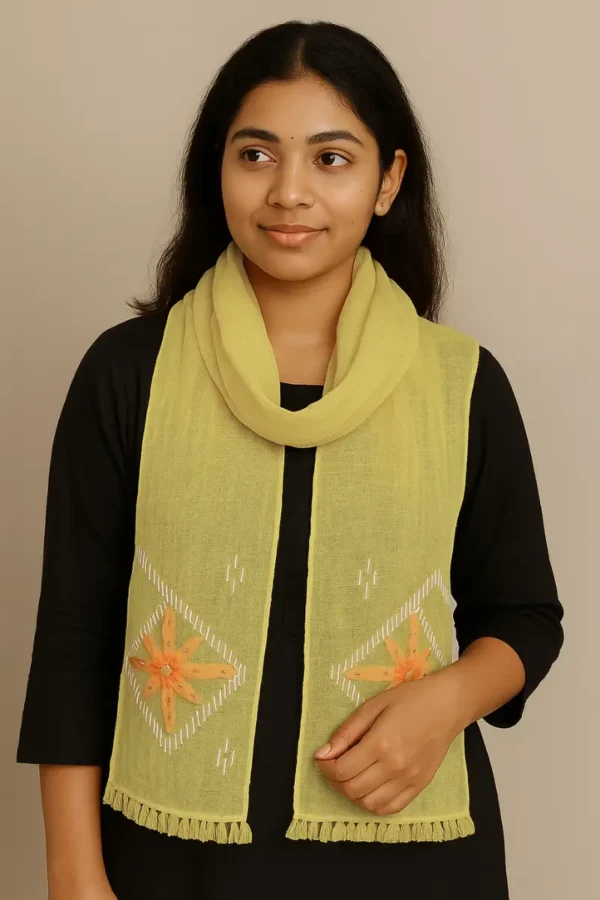 100% Linen Stole (Yellow)