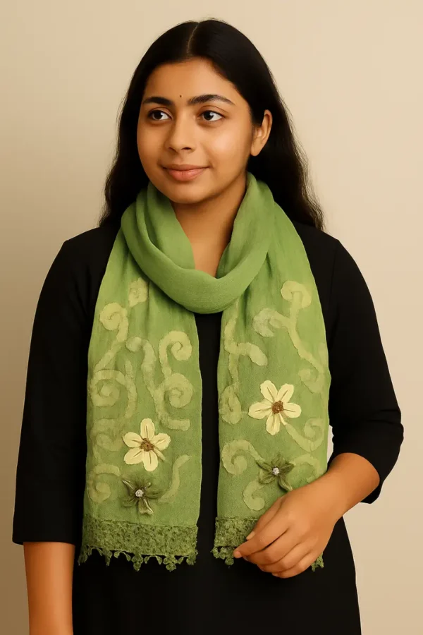 100% Linen Stole (Green)