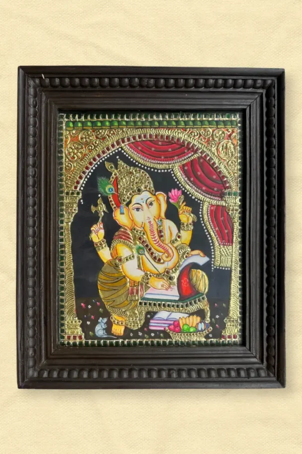 Ganesh Ji Writing Mahabharat Tanjore Painting
