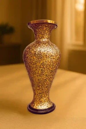 golden paper mache vase by kaarigar handicrafts