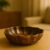 image of walnut wood bowl for dry fruits by kaarigar made by hands by skilled artisans also called karagiri / karigar
