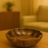 top shot image of walnut wood natural serving bowl for vegans
