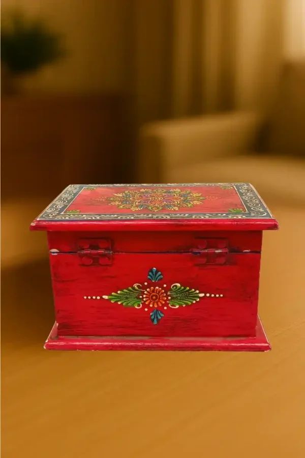 mango wood box with cone art by kaarigar