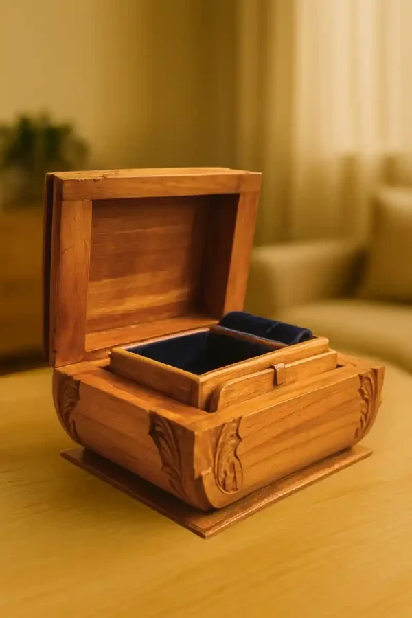 secret jewelry box in walnut wood by karagiri