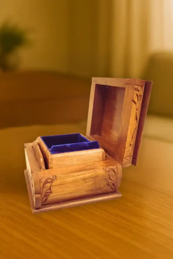 Walnut wood secret jewelry box