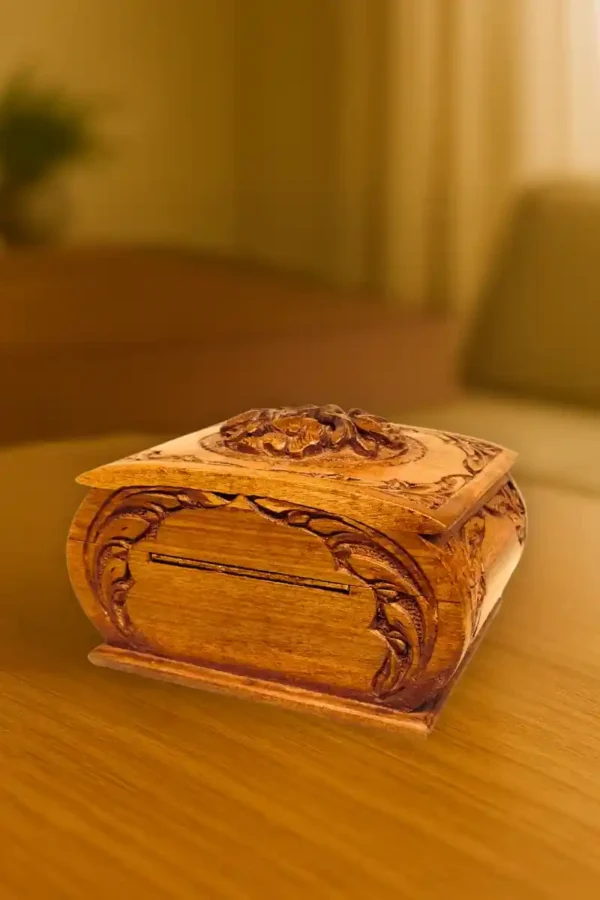 Walnut wood secret jewelry box by kaarigar handicrafts