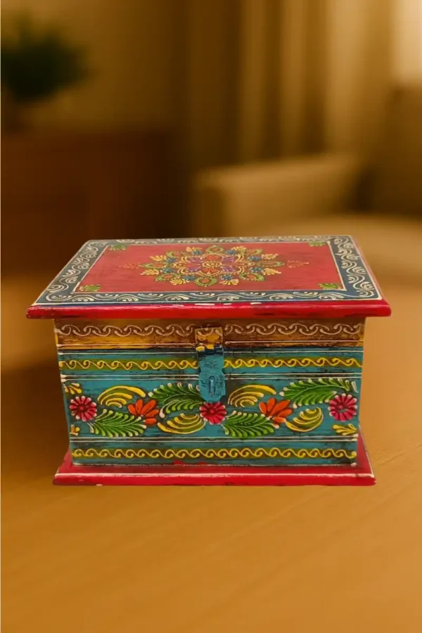 mango wood cone art jewelry box by kaarigar